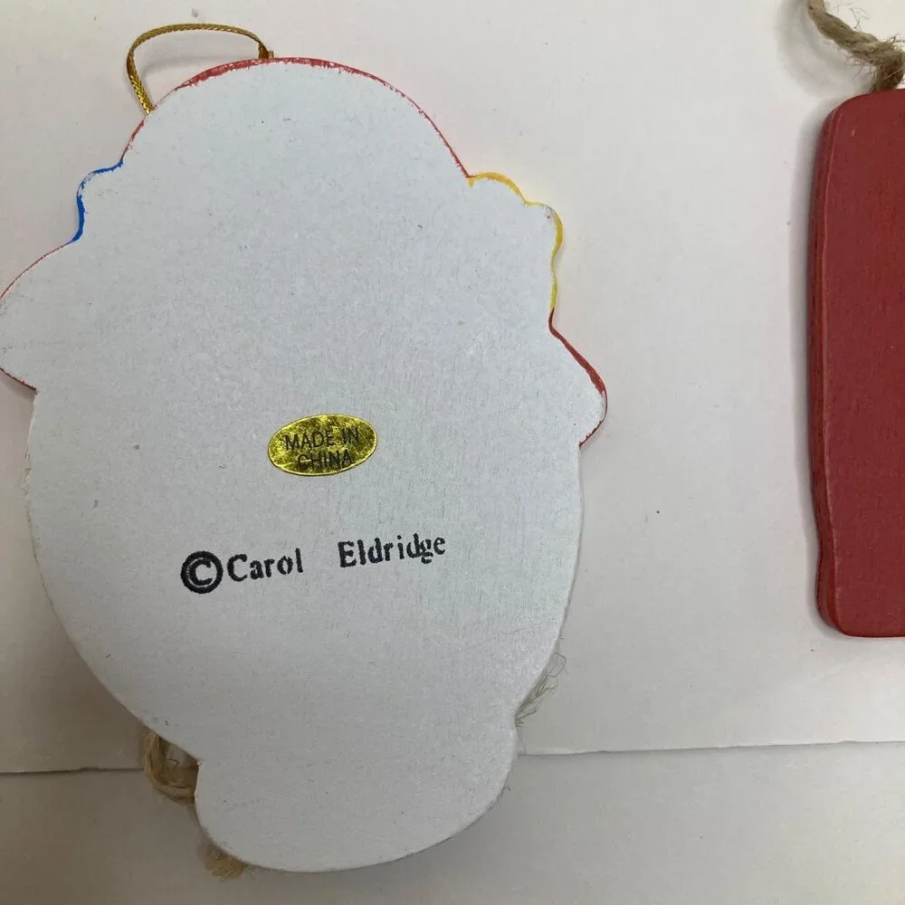9 -Vintage‎ Carol Eldridge Wood Christmas Ornaments 2 - 3